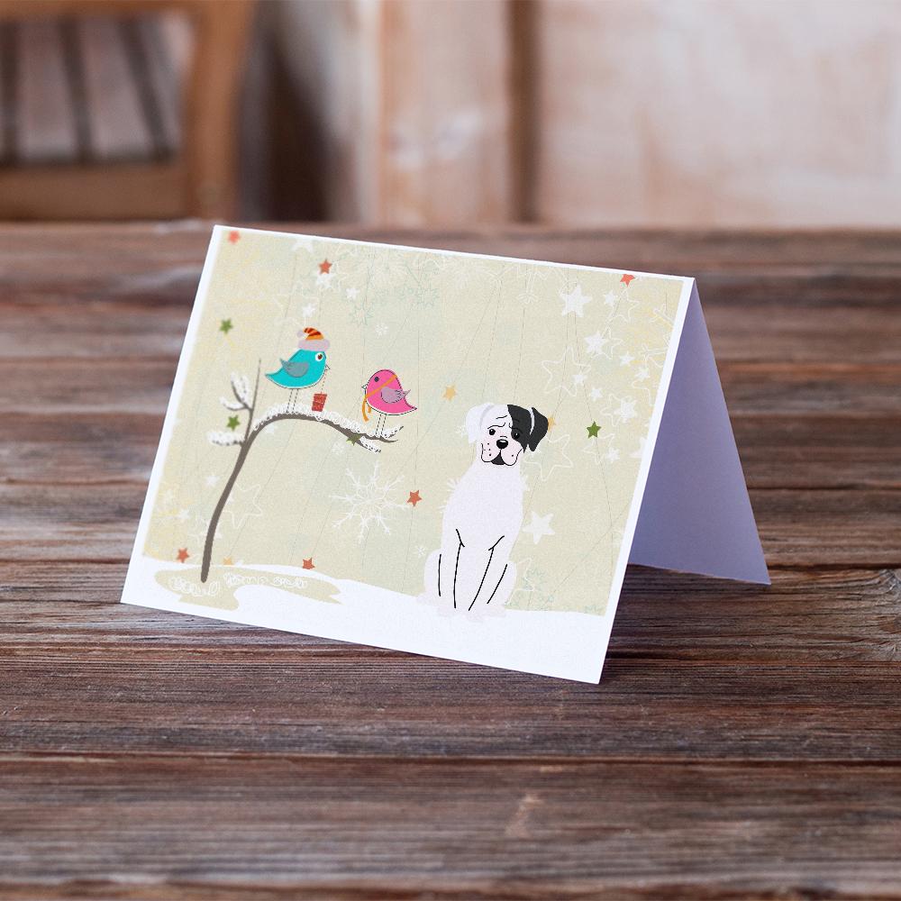 Christmas Presents between Friends Boxer - White Greeting Cards Pack of 8 Blank Cards with Envelopes Whimsical A7 Size 5x7
