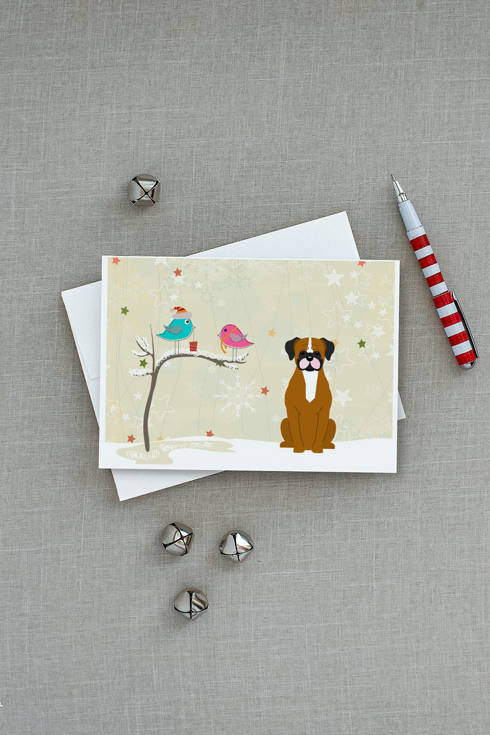 Christmas Presents between Friends Boxer - Flashy Fawn Greeting Cards Pack of 8 Blank Cards with Envelopes Whimsical A7 Size 5x7