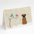 Christmas Presents between Friends Boxer - Brindle Greeting Cards Pack of 8 Blank Cards with Envelopes Whimsical A7 Size 5x7