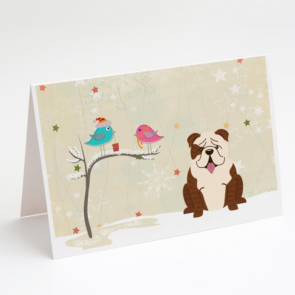 Christmas Presents between Friends English Bulldog Greeting Cards Pack of 8 Blank Cards with Envelopes Whimsical A7 Size 5x7
