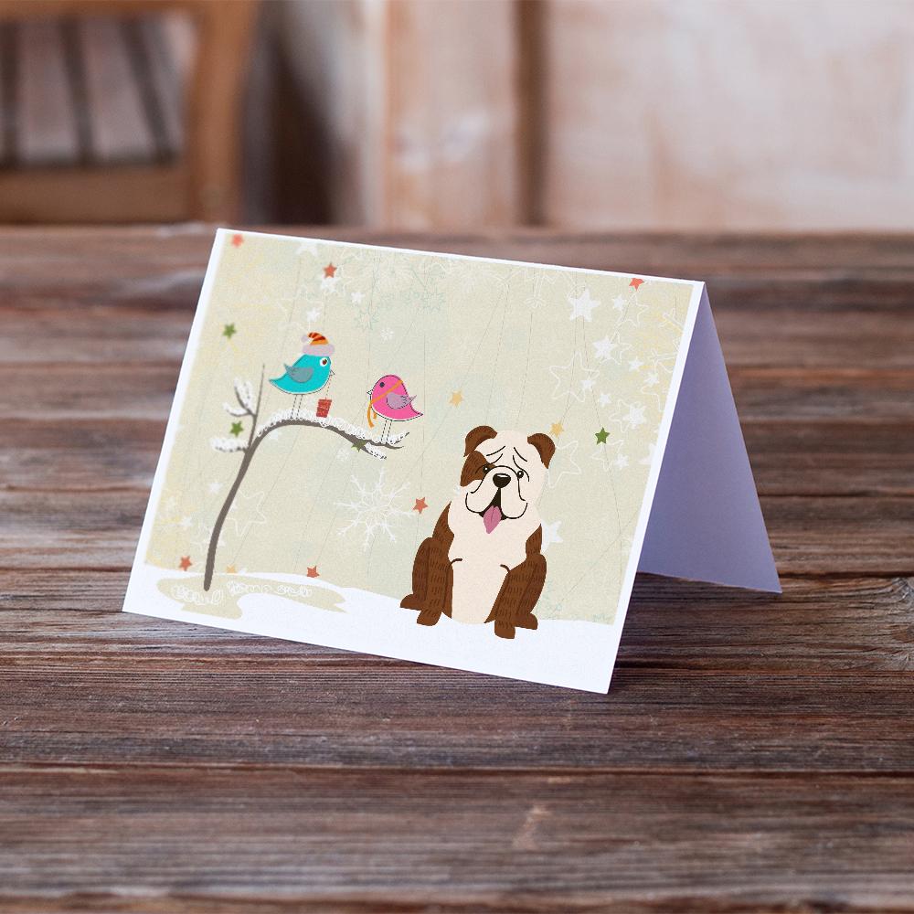Christmas Presents between Friends English Bulldog Greeting Cards Pack of 8 Blank Cards with Envelopes Whimsical A7 Size 5x7