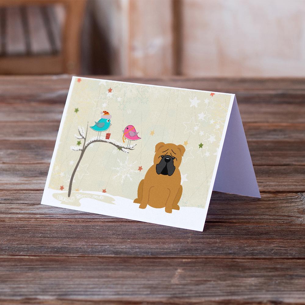 Christmas Presents between Friends English Bulldog - Red Greeting Cards Pack of 8 Blank Cards with Envelopes Whimsical A7 Size 5x7