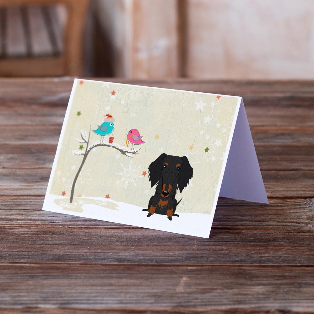 Christmas Presents between Friends Dachshund - Wire - Black Greeting Cards Pack of 8 Blank Cards with Envelopes Whimsical A7 Size 5x7