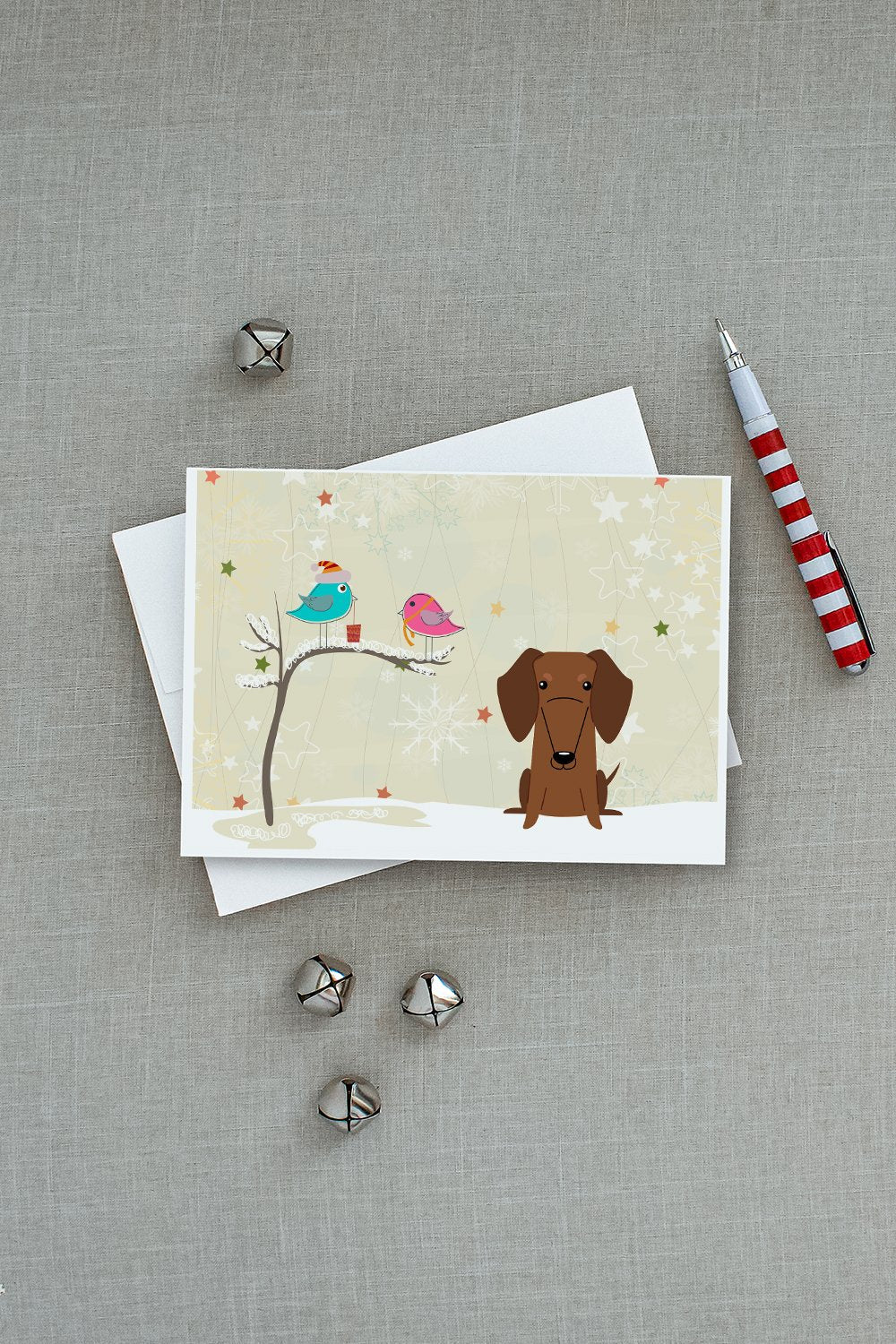 Christmas Presents between Friends Dachshund - Red Greeting Cards Pack of 8 Blank Cards with Envelopes Whimsical A7 Size 5x7
