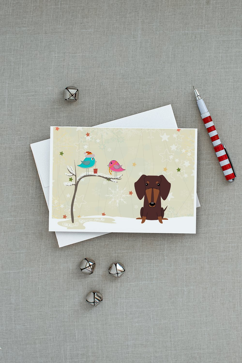 Christmas Presents between Friends Dachshund - Chocolate Greeting Cards Pack of 8 Blank Cards with Envelopes Whimsical A7 Size 5x7