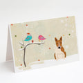 Christmas Presents between Friends Bull Terrier - Red and White Greeting Cards Pack of 8 Blank Cards with Envelopes Whimsical A7 Size 5x7