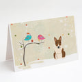Christmas Presents between Friends Bull Terrier - Brindle Greeting Cards Pack of 8 Blank Cards with Envelopes Whimsical A7 Size 5x7