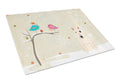 Christmas Presents between Friends Bull Terrier - White Cutting Board Tempered Glass Kitchen Cutting Surface, Heat Resistant Chopping, Non-Slip Feet, Food Prep & Serving