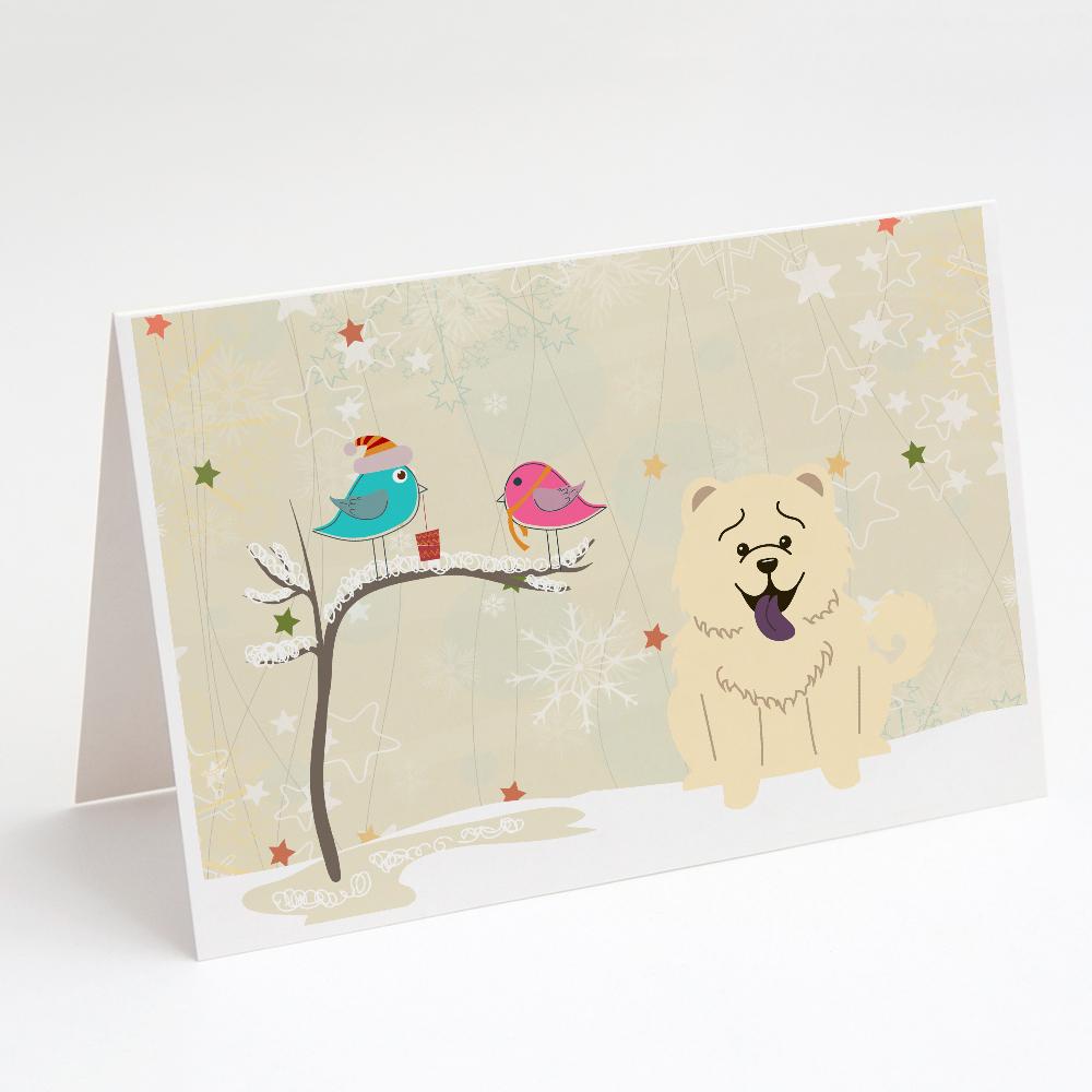 Christmas Presents between Friends Chow Chow - White Greeting Cards Pack of 8 Blank Cards with Envelopes Whimsical A7 Size 5x7