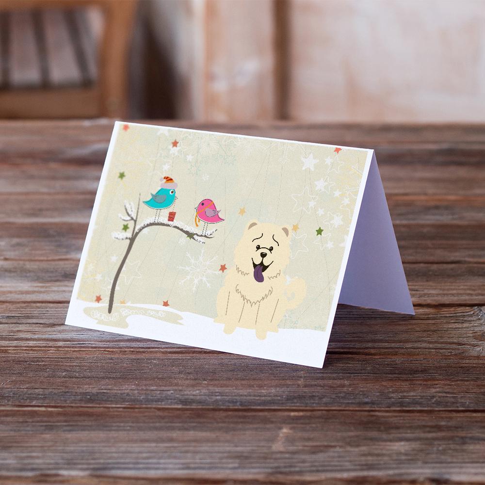 Christmas Presents between Friends Chow Chow - White Greeting Cards Pack of 8 Blank Cards with Envelopes Whimsical A7 Size 5x7