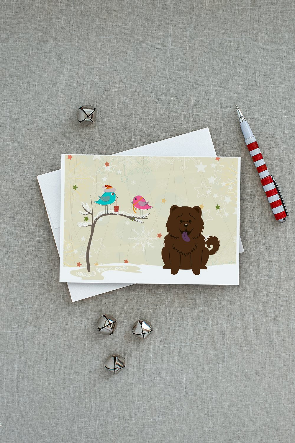 Christmas Presents between Friends Chow Chow - Chocolate Greeting Cards Pack of 8 Blank Cards with Envelopes Whimsical A7 Size 5x7
