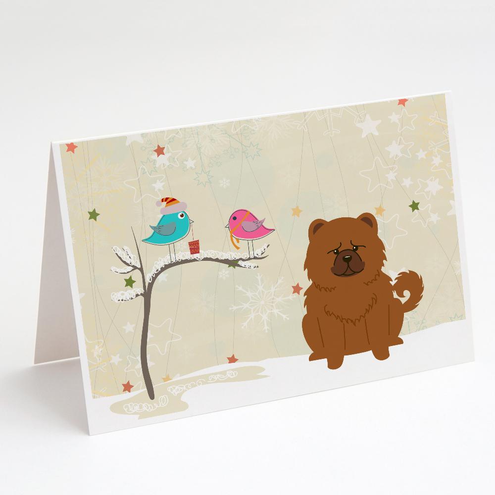 Christmas Presents between Friends Chow Chow - Red Greeting Cards Pack of 8 Blank Cards with Envelopes Whimsical A7 Size 5x7