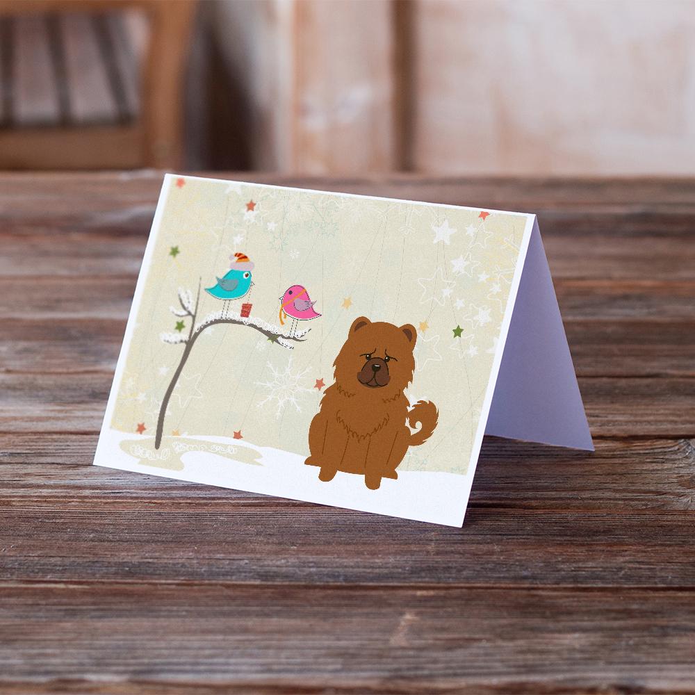 Christmas Presents between Friends Chow Chow - Red Greeting Cards Pack of 8 Blank Cards with Envelopes Whimsical A7 Size 5x7