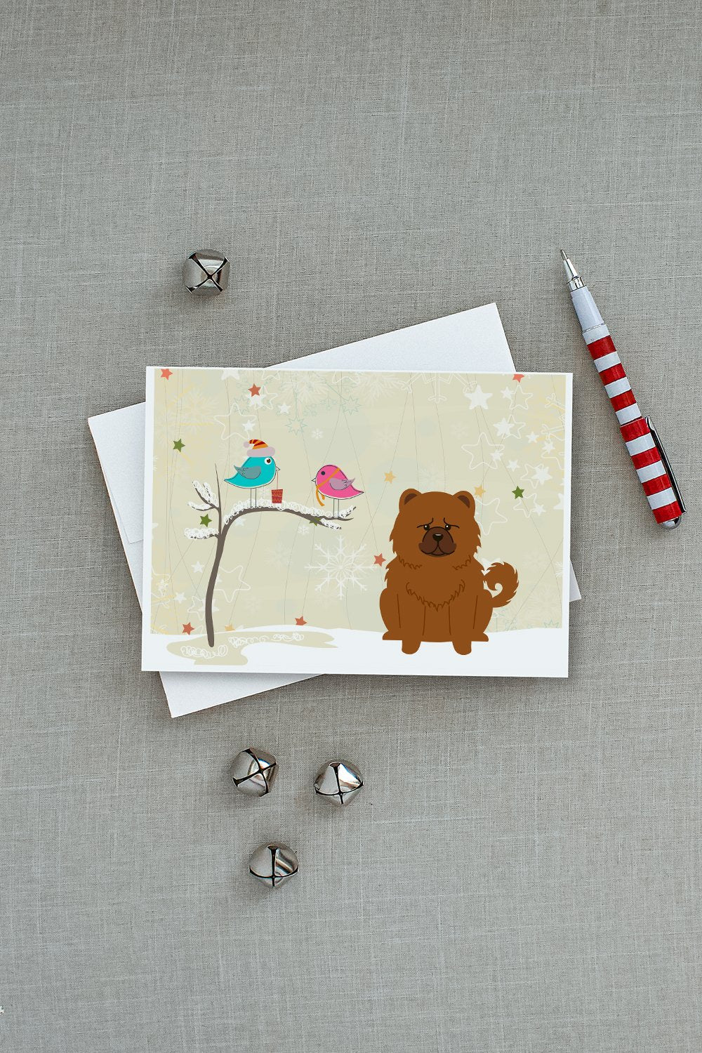 Christmas Presents between Friends Chow Chow - Red Greeting Cards Pack of 8 Blank Cards with Envelopes Whimsical A7 Size 5x7