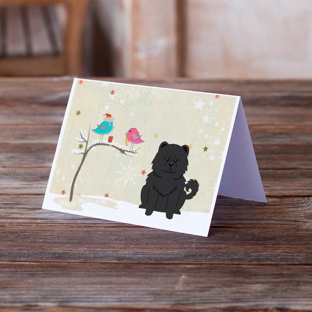 Christmas Presents between Friends Chow Chow - Black Greeting Cards Pack of 8 Blank Cards with Envelopes Whimsical A7 Size 5x7