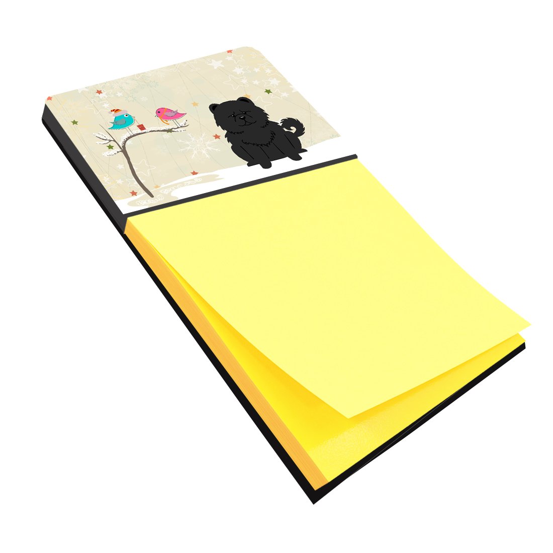 Christmas Presents between Friends Chow Chow - Black Watercolor Sticky Note Holder Refillable Dispenser Desk Accessory 3x3 Pad Gift