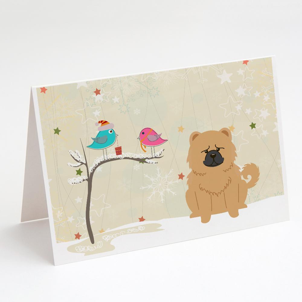Christmas Presents between Friends Chow Chow - Cream Greeting Cards Pack of 8 Blank Cards with Envelopes Whimsical A7 Size 5x7