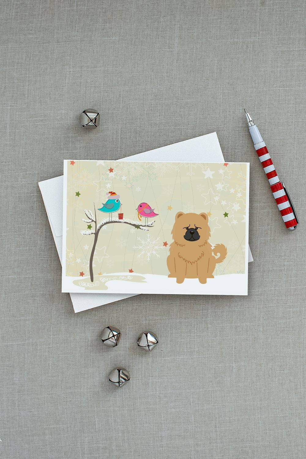 Christmas Presents between Friends Chow Chow - Cream Greeting Cards Pack of 8 Blank Cards with Envelopes Whimsical A7 Size 5x7