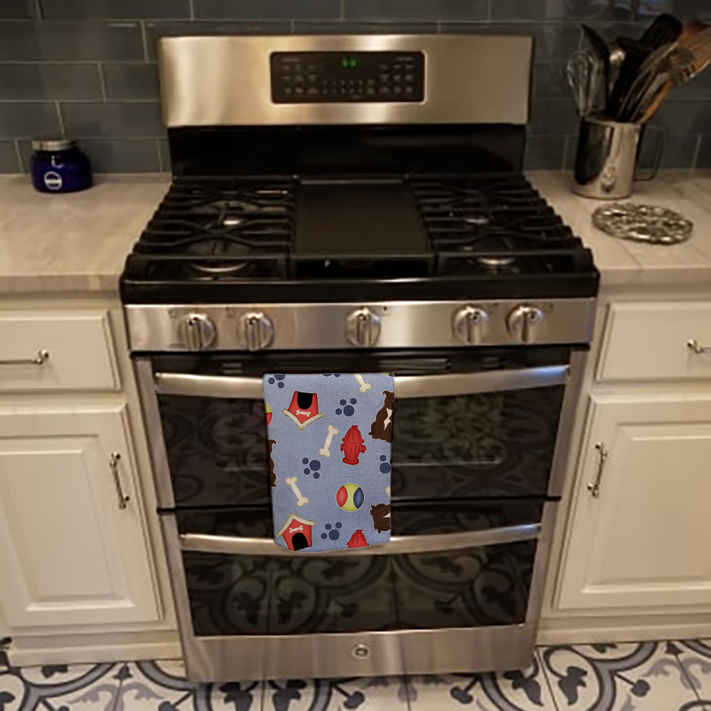 Dog House Collection Staffordshire Bull Terrier Chocolate Kitchen Towel Velour Plush Front and Cotton Loop Back Machine Washable