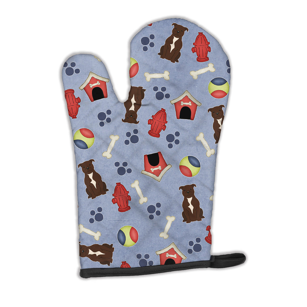 Dog House Collection Staffordshire Bull Terrier Chocolate Oven Mitt Heat Resistant Thick Oven Mitt for Hot Pans and Oven, Kitchen Mitt Protect Hands, Cooking Baking Glove