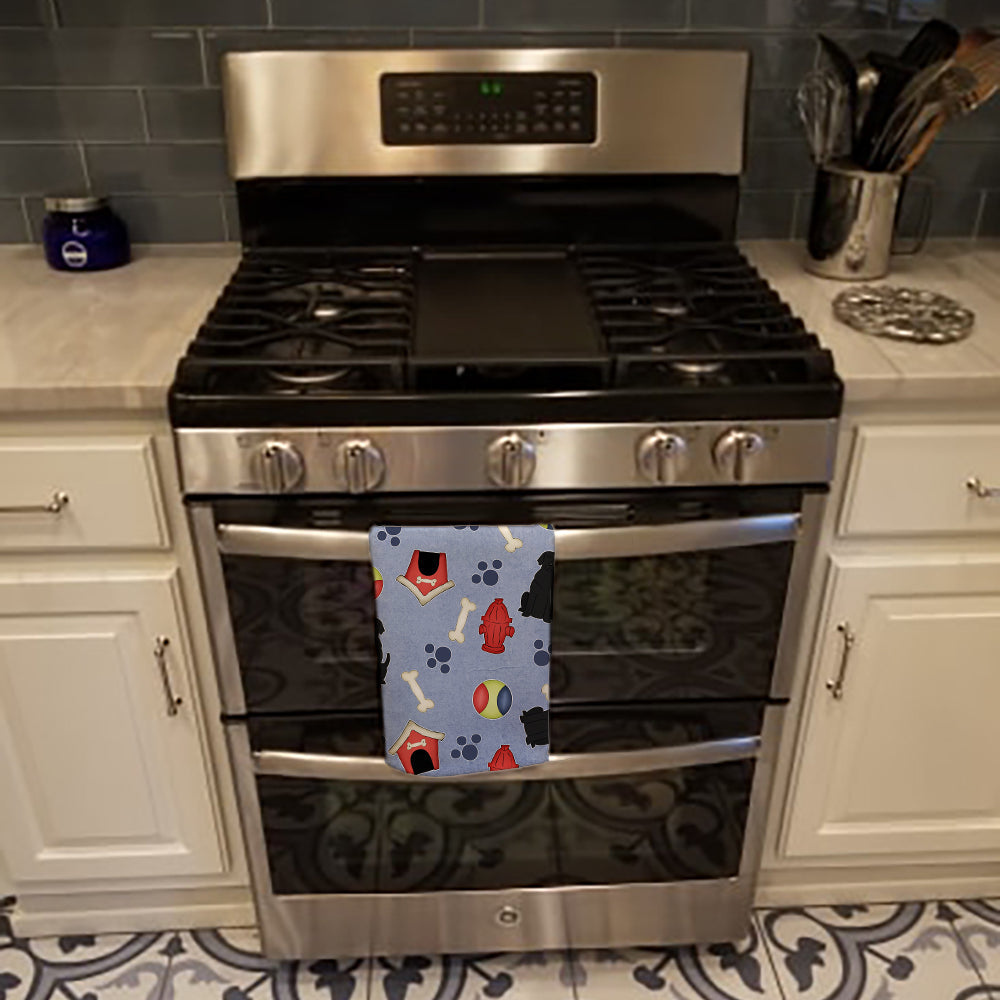 Dog House Collection Black Labrador Kitchen Towel Velour Plush Front and Cotton Loop Back Machine Washable