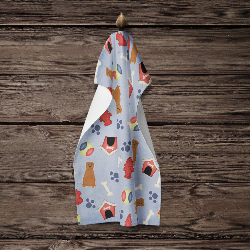 Dog House Collection Dogue de Bourdeaux Kitchen Towel Velour Plush Front and Cotton Loop Back Machine Washable
