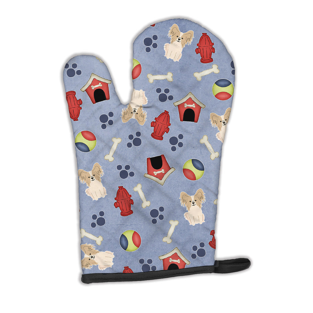Dog House Collection Papillon Sable White Oven Mitt Heat Resistant Thick Oven Mitt for Hot Pans and Oven, Kitchen Mitt Protect Hands, Cooking Baking Glove