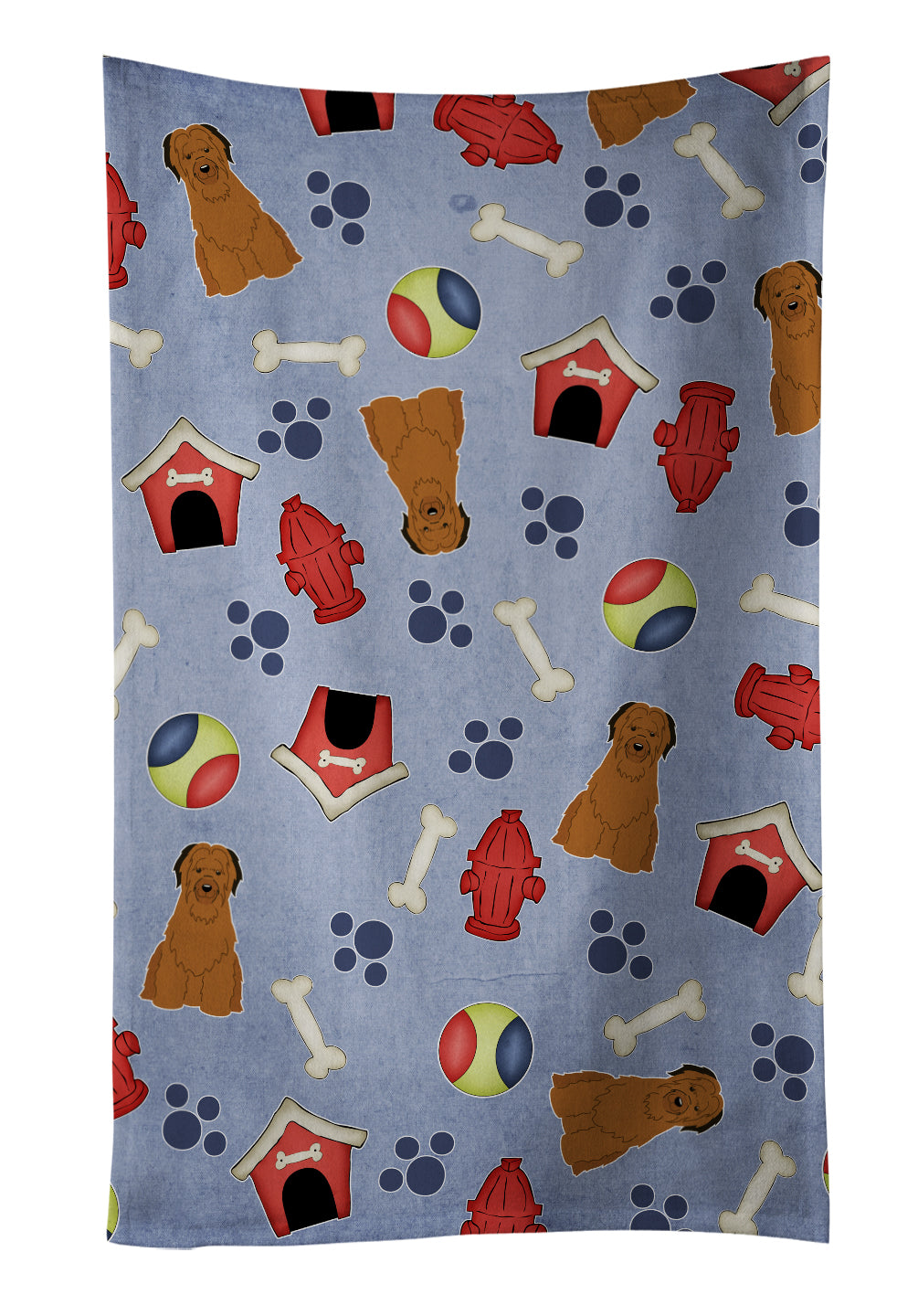 Dog House Collection Briard Brown Kitchen Towel Velour Plush Front and Cotton Loop Back Machine Washable