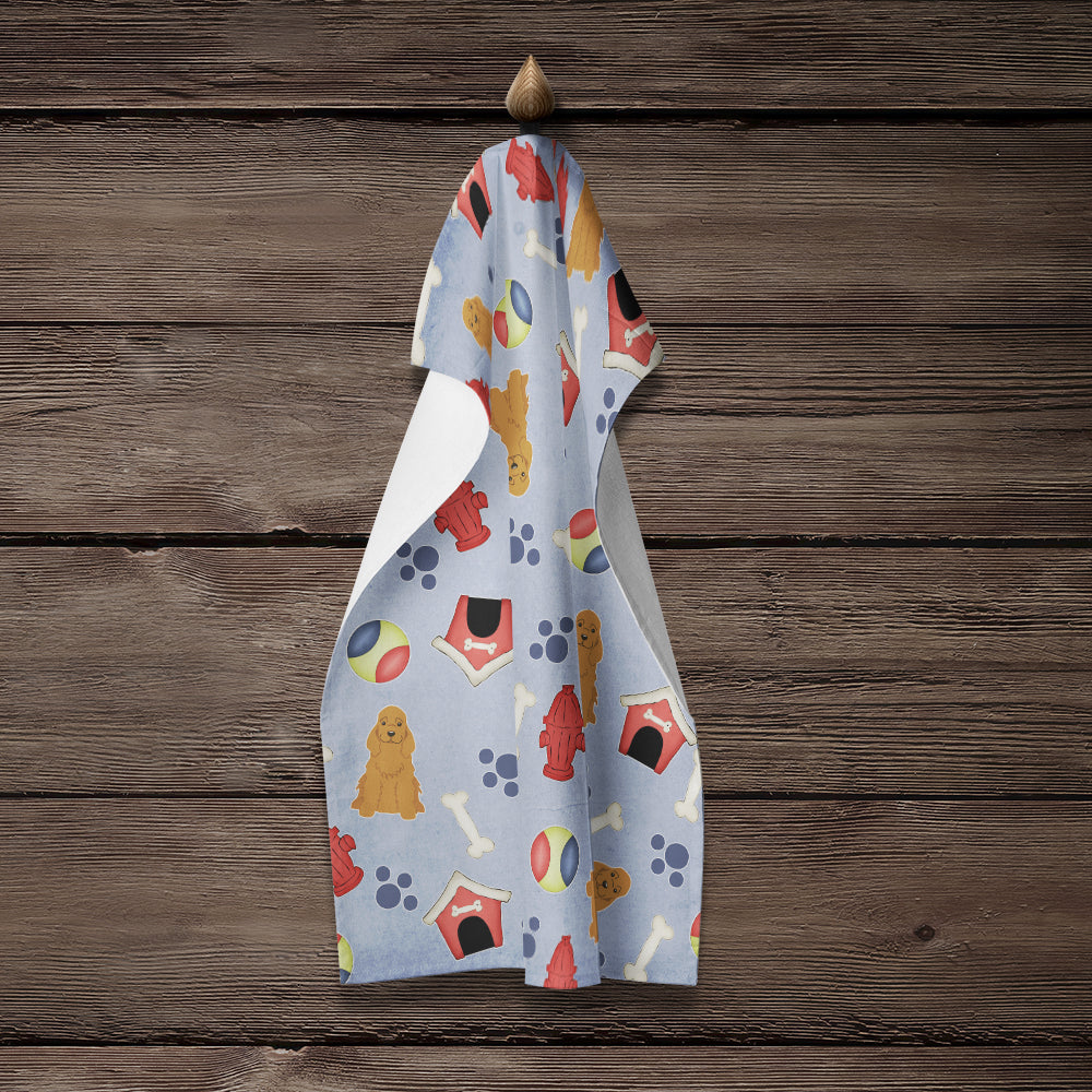 Dog House Collection Cocker Spaniel Red Kitchen Towel Velour Plush Front and Cotton Loop Back Machine Washable