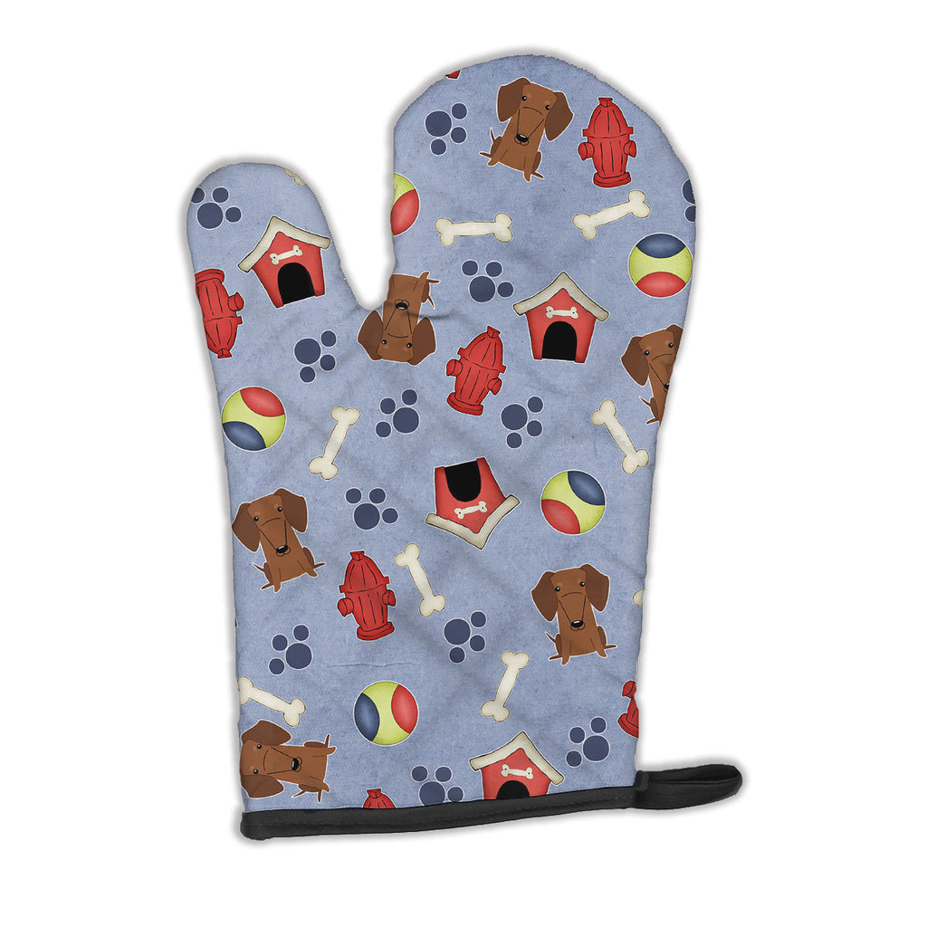 Dog House Collection Dachshund Red Brown Oven Mitt Heat Resistant Thick Oven Mitt for Hot Pans and Oven, Kitchen Mitt Protect Hands, Cooking Baking Glove