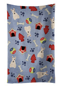 Dog House Collection Bull Terrier White Kitchen Towel Velour Plush Front and Cotton Loop Back Machine Washable