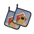 Dog House Collection Pug Brown Pot Holder Set of 2 Heat Resistant Quilted Hot Pads 7.5 x 7.5 Inch, Insulated Kitchen Trivets for Cooking & Baking