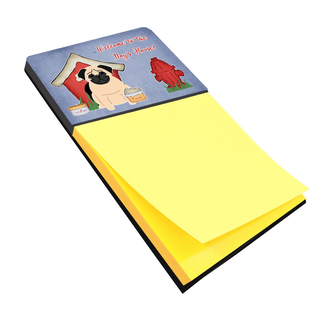 Dog House Collection Pug Fawn Watercolor Sticky Note Holder Refillable Dispenser Desk Accessory 3x3 Pad Gift