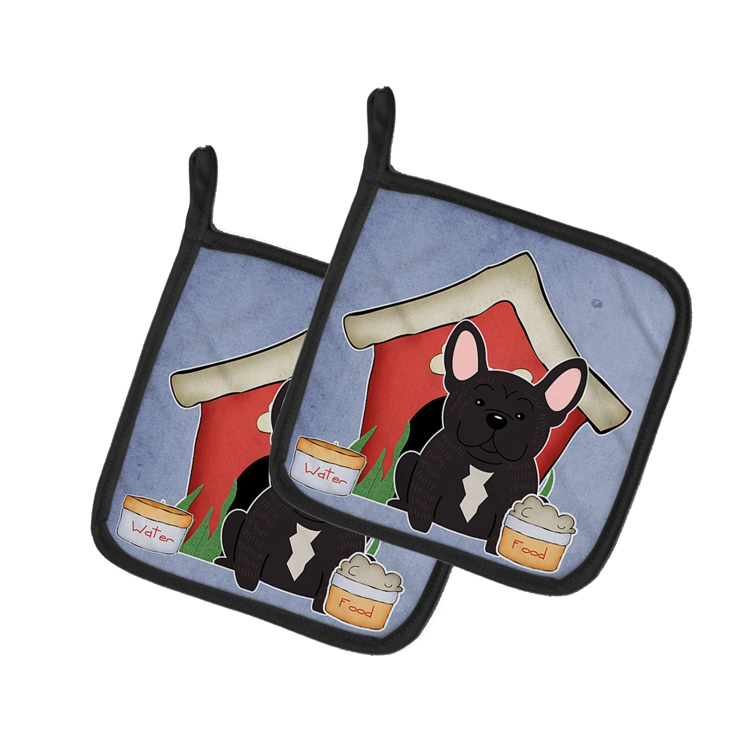 Dog House Collection French Bulldog Brindle Pot Holder Set of 2 Heat Resistant Quilted Hot Pads 7.5 x 7.5 Inch, Insulated Kitchen Trivets for Cooking & Baking