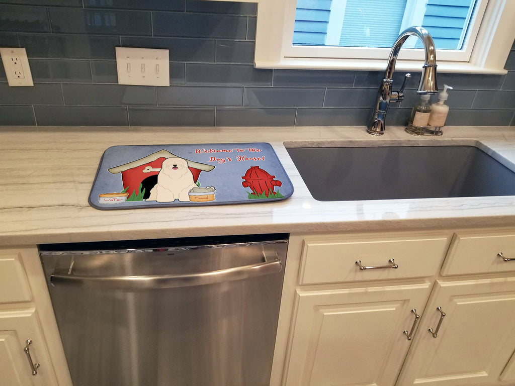 Dog House Collection South Russian Sheepdog Dish Drying Mat Absorbent Dish Drying Mat Pad for Kitchen Counter Dish Drainer Mat for Countertop, 14 x 21", Multicolor