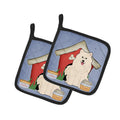 Dog House Collection Samoyed Pot Holder Set of 2 Heat Resistant Quilted Hot Pads 7.5 x 7.5 Inch, Insulated Kitchen Trivets for Cooking & Baking