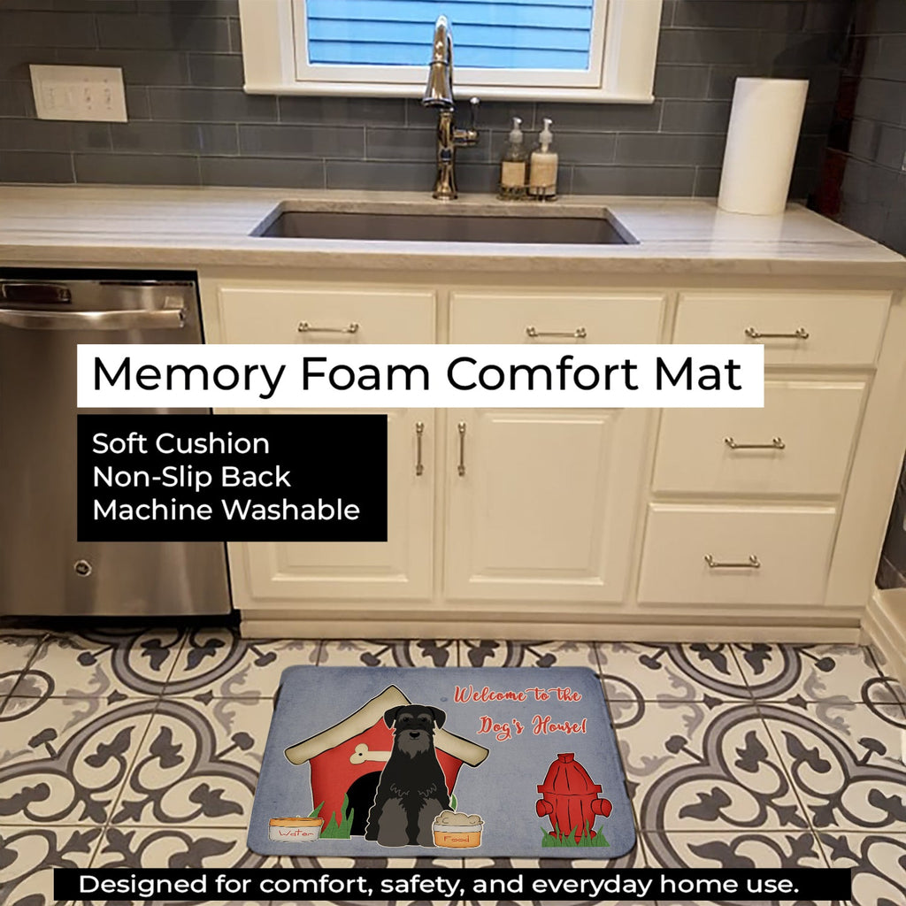 Dog House Collection Standard Schnauzer Black Memory Foam Kitchen Mat Machine Washable Anti-Fatigue Cushion Comfort Bath or Kitchen Rug