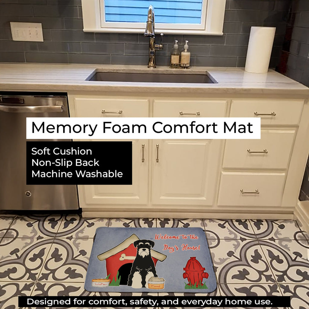 Dog House Collection Standard Schnauzer Salt and Pepper Memory Foam Kitchen Mat Machine Washable Anti-Fatigue Cushion Comfort Bath or Kitchen Rug