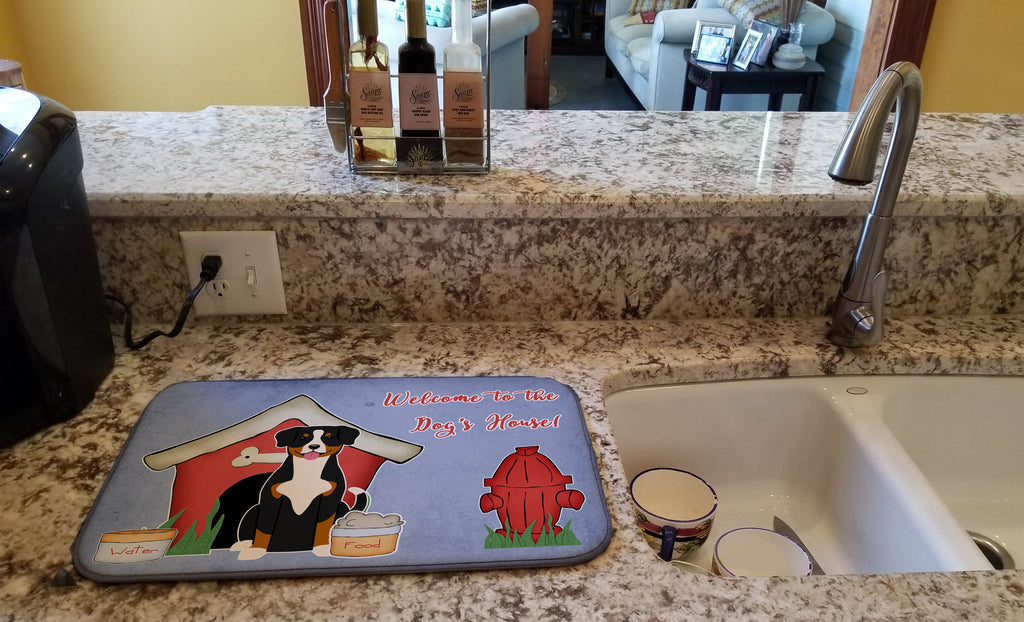 Dog House Collection Entlebucher Dish Drying Mat Absorbent Dish Drying Mat Pad for Kitchen Counter Dish Drainer Mat for Countertop, 14 x 21", Multicolor