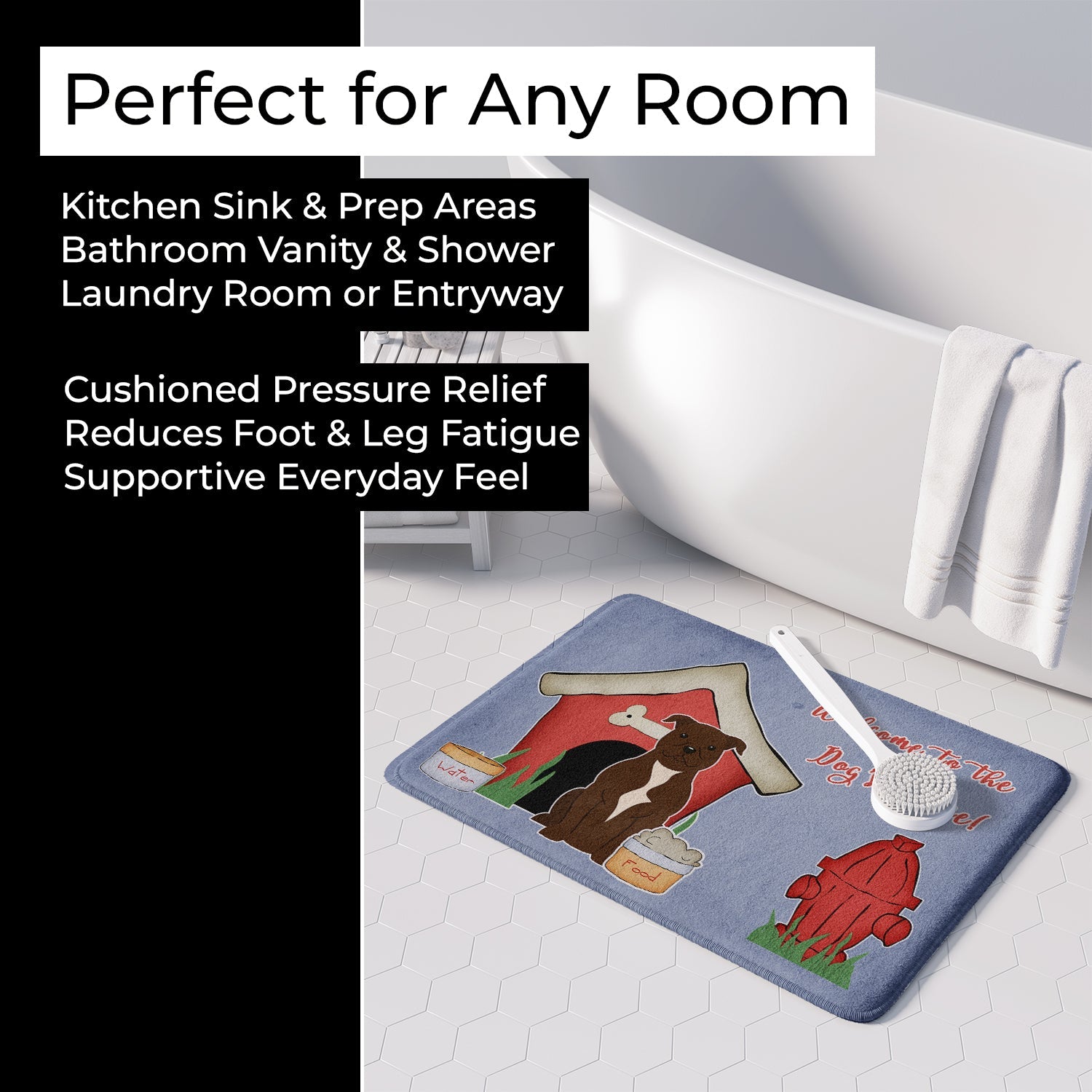 Dog House Collection Staffordshire Bull Terrier Chocolate Memory Foam Kitchen Mat Machine Washable Anti-Fatigue Cushion Comfort Bath or Kitchen Rug
