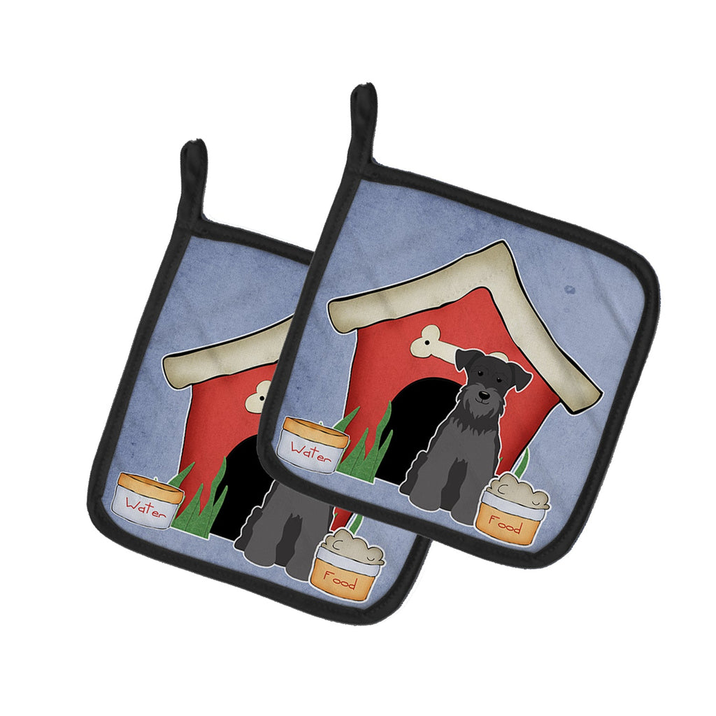 Dog House Collection Miniature Schnauzer Black Pot Holder Set of 2 Heat Resistant Quilted Hot Pads 7.5 x 7.5 Inch, Insulated Kitchen Trivets for Cooking & Baking