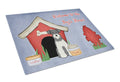 Dog House Collection Miniature Schnauzer Salt and Pepper Cutting Board Tempered Glass Kitchen Cutting Surface, Heat Resistant Chopping, Non-Slip Feet, Food Prep & Serving