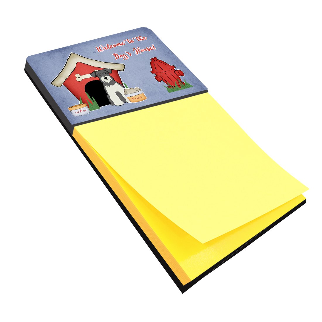 Dog House Collection Miniature Schnauzer Salt and Pepper Watercolor Sticky Note Holder Refillable Dispenser Desk Accessory 3x3 Pad Gift