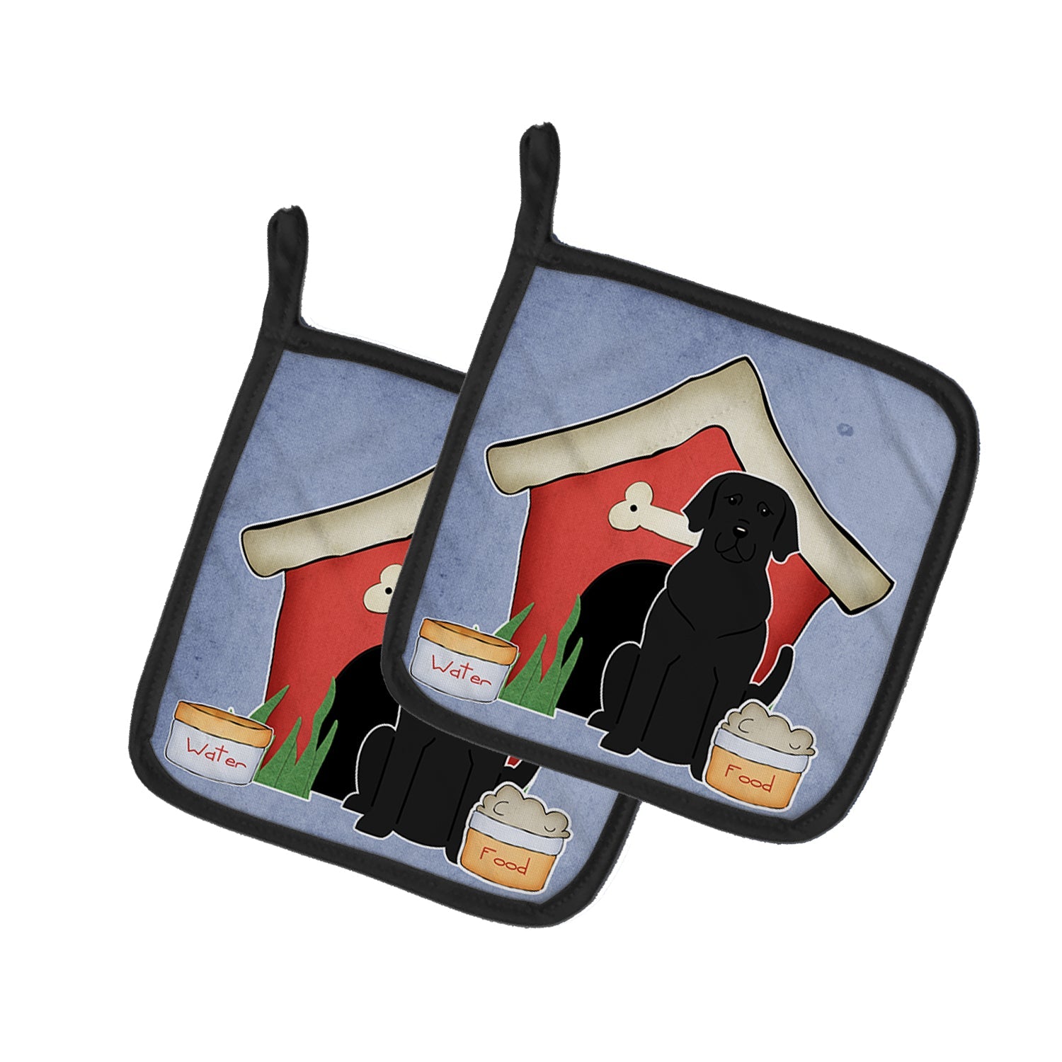 Dog House Collection Black Labrador Pot Holder Set of 2 Heat Resistant Quilted Hot Pads 7.5 x 7.5 Inch, Insulated Kitchen Trivets for Cooking & Baking