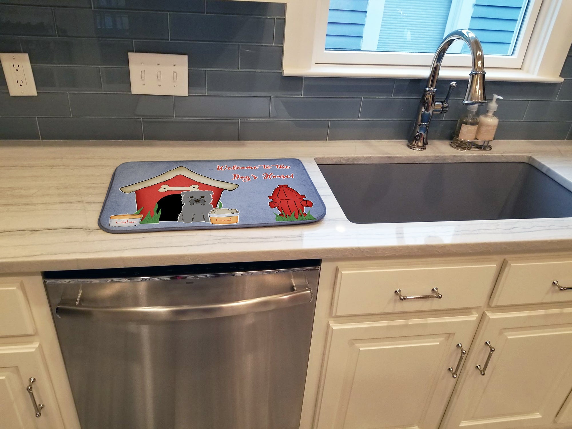 Dog House Collection Glen of Imal Grey Dish Drying Mat Absorbent Dish Drying Mat Pad for Kitchen Counter Dish Drainer Mat for Countertop, 14 x 21", Multicolor