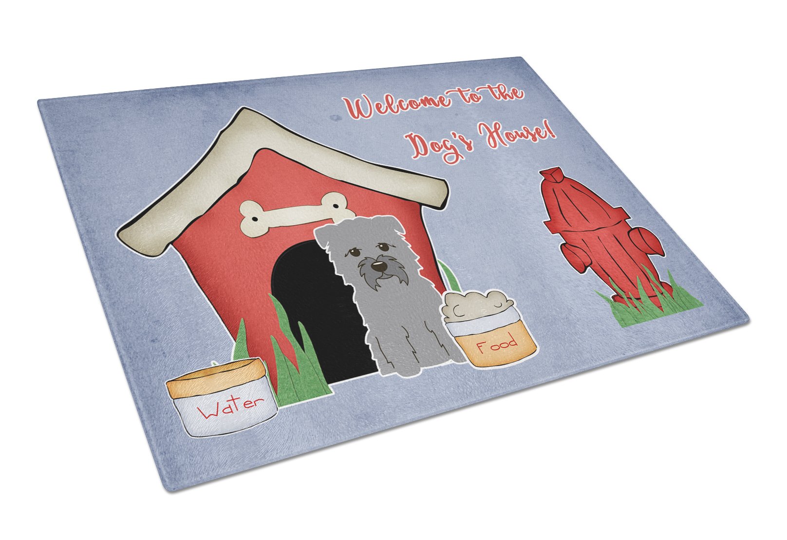 Dog House Collection Glen of Imal Grey Cutting Board Tempered Glass Kitchen Cutting Surface, Heat Resistant Chopping, Non-Slip Feet, Food Prep & Serving