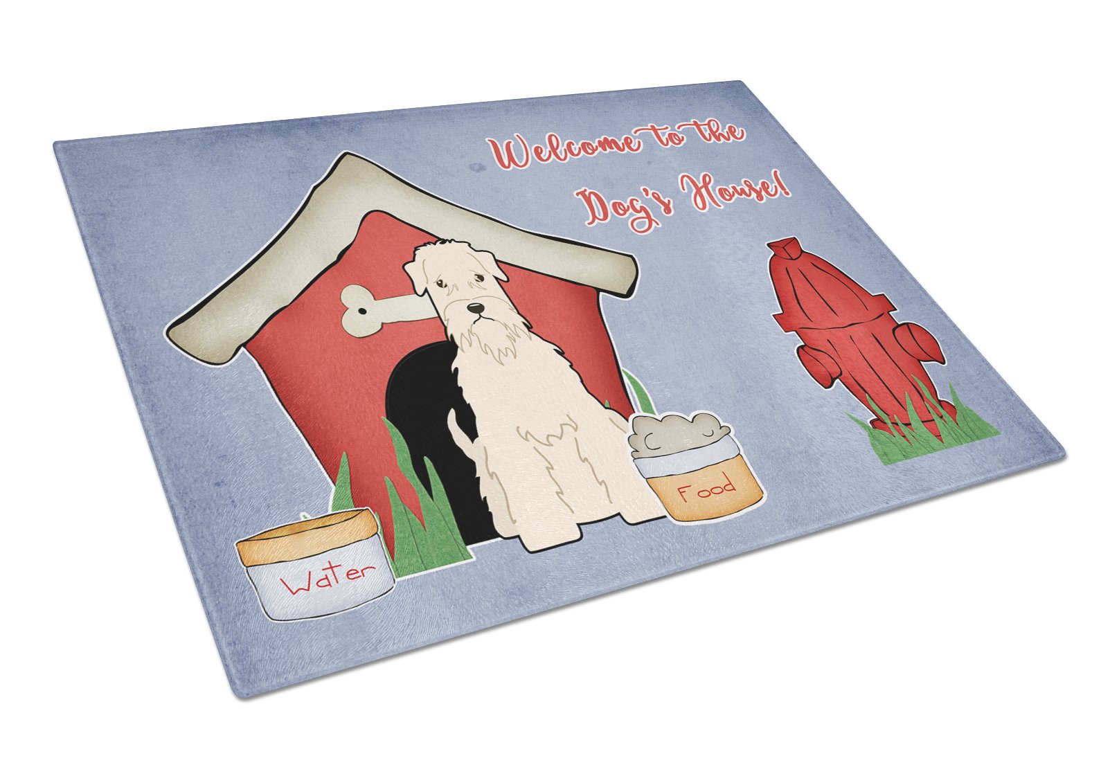 Dog House Collection Soft Coated Wheaten Terrier Cutting Board Tempered Glass Kitchen Cutting Surface, Heat Resistant Chopping, Non-Slip Feet, Food Prep & Serving