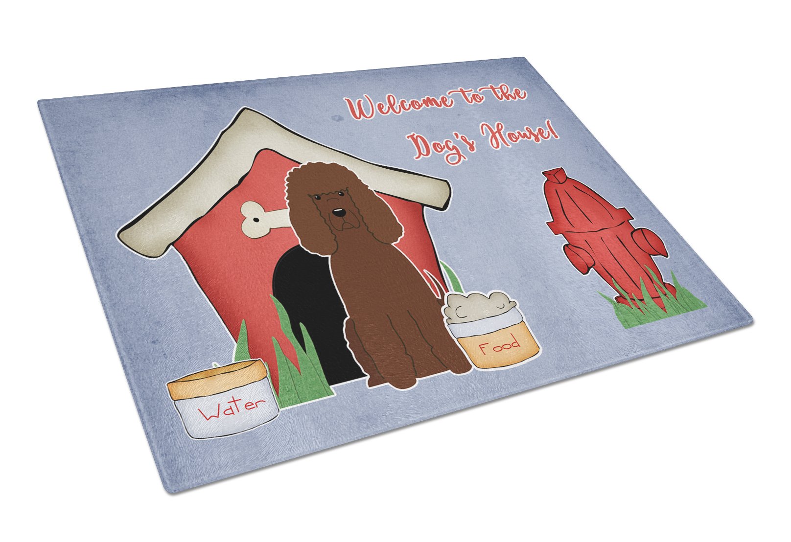Dog House Collection Irish Water Spaniel Cutting Board Tempered Glass Kitchen Cutting Surface, Heat Resistant Chopping, Non-Slip Feet, Food Prep & Serving