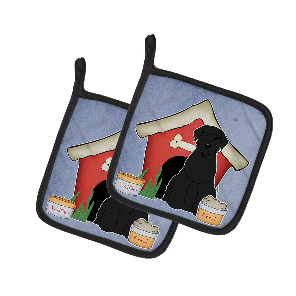 Dog House Collection Giant Schnauzer Pot Holder Set of 2 Heat Resistant Quilted Hot Pads 7.5 x 7.5 Inch, Insulated Kitchen Trivets for Cooking & Baking