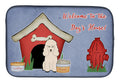 Dog House Collection Poodle White Dish Drying Mat Absorbent Dish Drying Mat Pad for Kitchen Counter Dish Drainer Mat for Countertop, 14 x 21", Multicolor